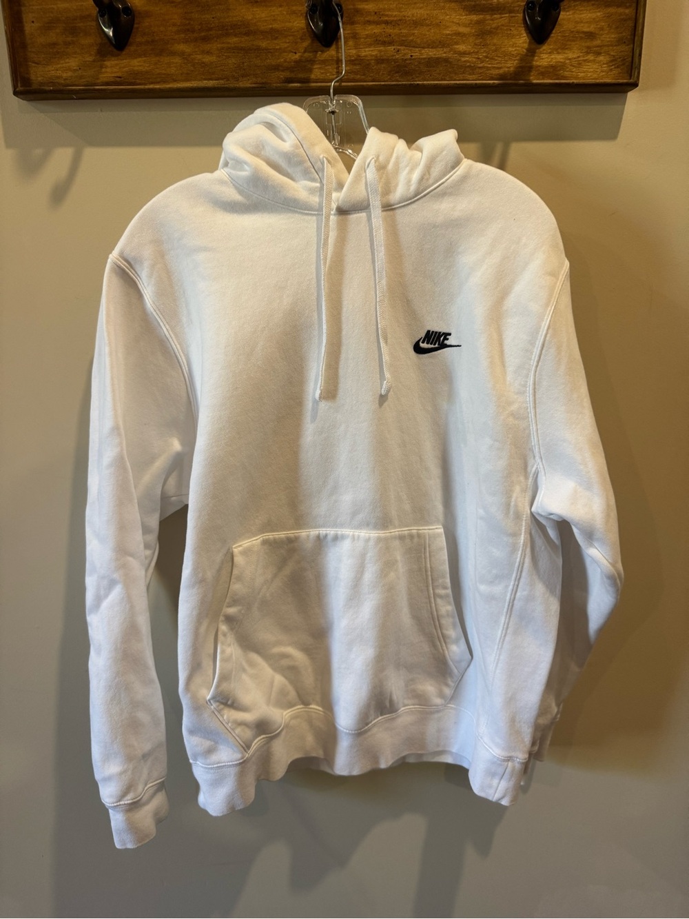 Nike White Crewneck Hoodie with Black Swoosh